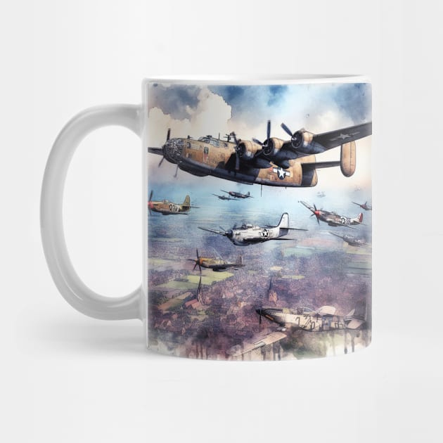 Fantasy illustration of WWII aircraft in battle by WelshDesigns